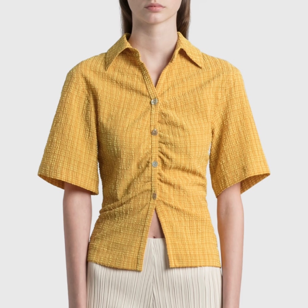 Nanushka Yellow Seersucker Shirt